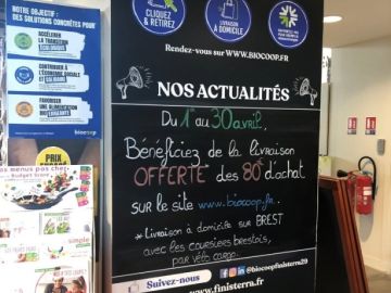 Livraison à domicile à BREST 

🥳 Vous avez jusqu'au 30 avril 2025 pour profiter de la livraison gratuite* à domicile en vélo cargo et à Brest !

Rendez-vous...