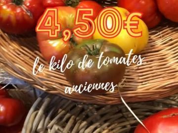 🍅 Du 19 au 23 juin, retrouvez les belles tomates anciennes à 4,50€ le kilo ! Bio, françaises et de saison, à déguster seule, en salade ou en tarte tatin...