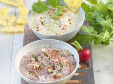 Pour l’apéritif, quoi de mieux que de l’houmous de haricots blancs et une tartinade de haricots rouges ? 😉

Les recettes sont disponibles dans le carrousel...